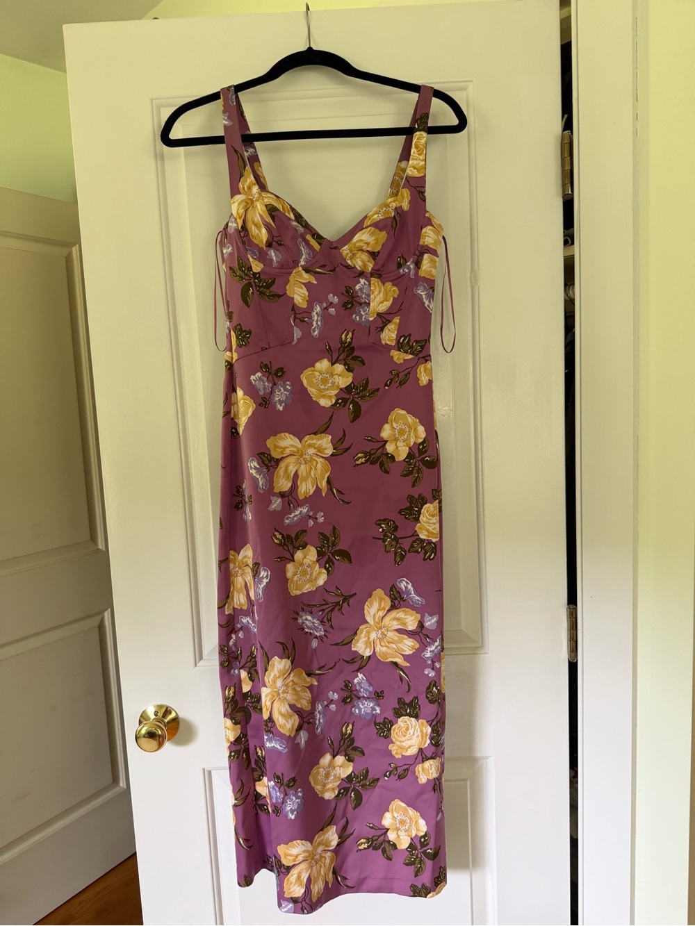 Zara Floral Slip Dress in Mauve with Yellow Rose Print